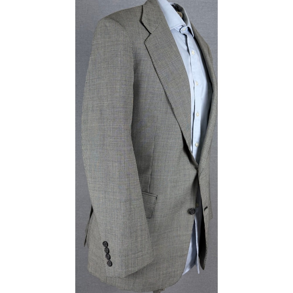 Polo Ralph Lauren Vintage Houndstooth Blazer 38R Tan Black USA Made Sport Coat